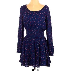 Kimchi Blue Navy Floral Dress sz Small Long Sleeve